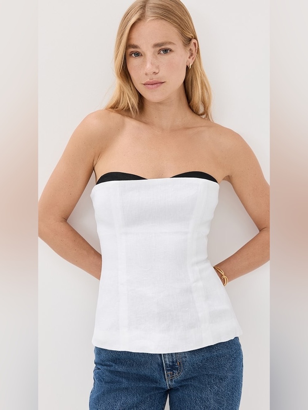 Reformation Ayda Linen Top in White